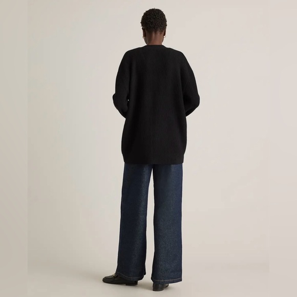 NWT! QUINCE Mongolian Cashmere Oversized Boyfriend Cardigan Sweater Black Small - Picture 11 of 11